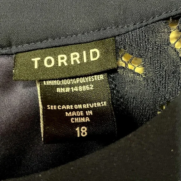 Torrid Navy Blue Lace Short Sleeve Dress Sz 18 Babydoll - Picture 4 of 5